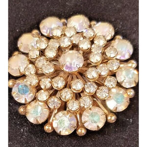 Kandell & Marcus NY Vintage Clear Prong Set Rhinestone Broach Glamor Granny